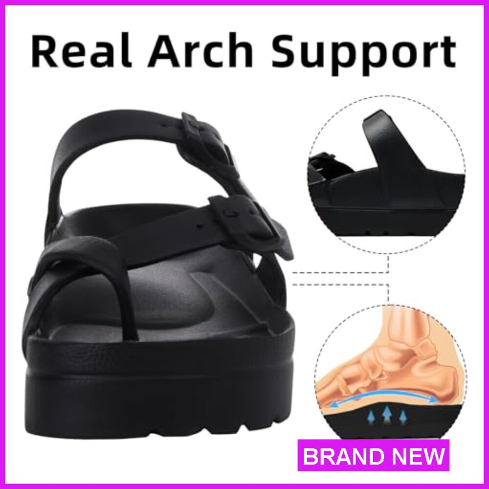 Platform Sandals Arch Support Comfortable Foam Sl… - image 4